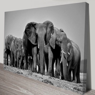Elephant Herd Canvas Print Wall Art Hanging Giclee Framed Decor BIG 91x61cm   263133730405